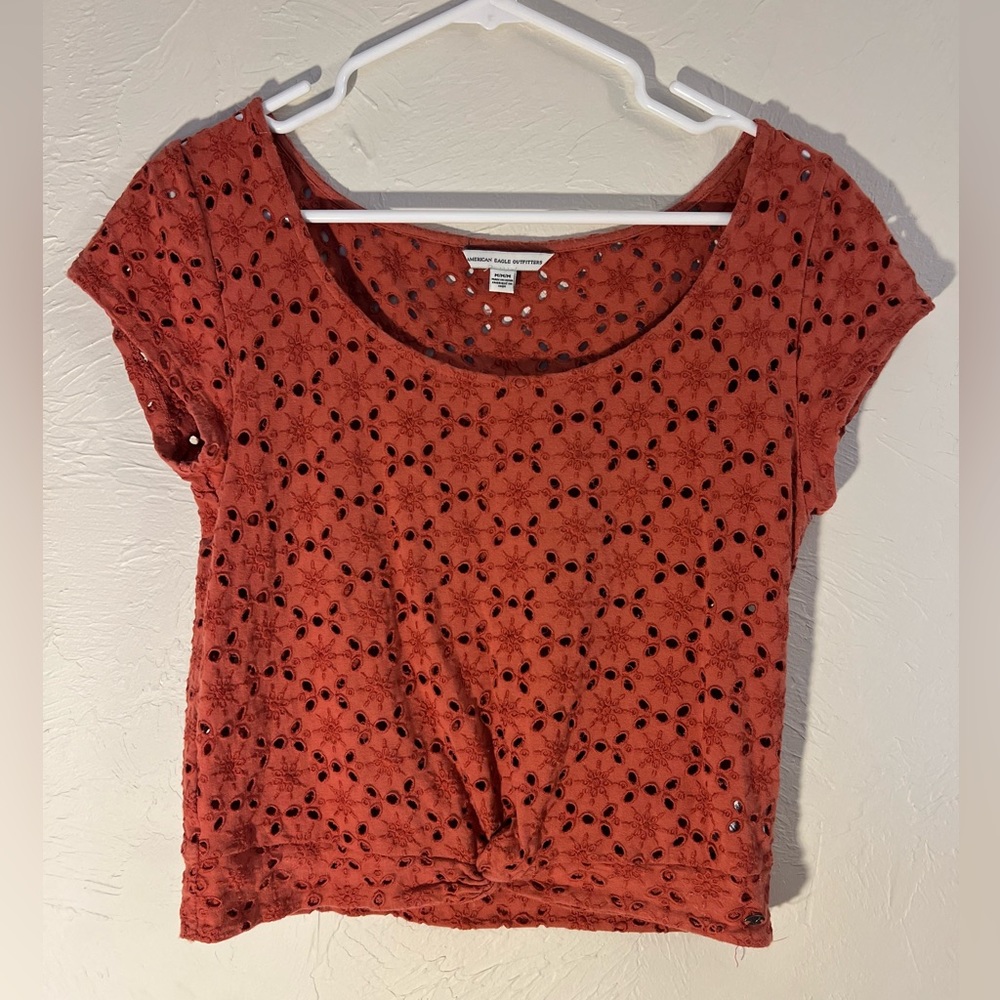 American Eagle rust orange crop top, size M